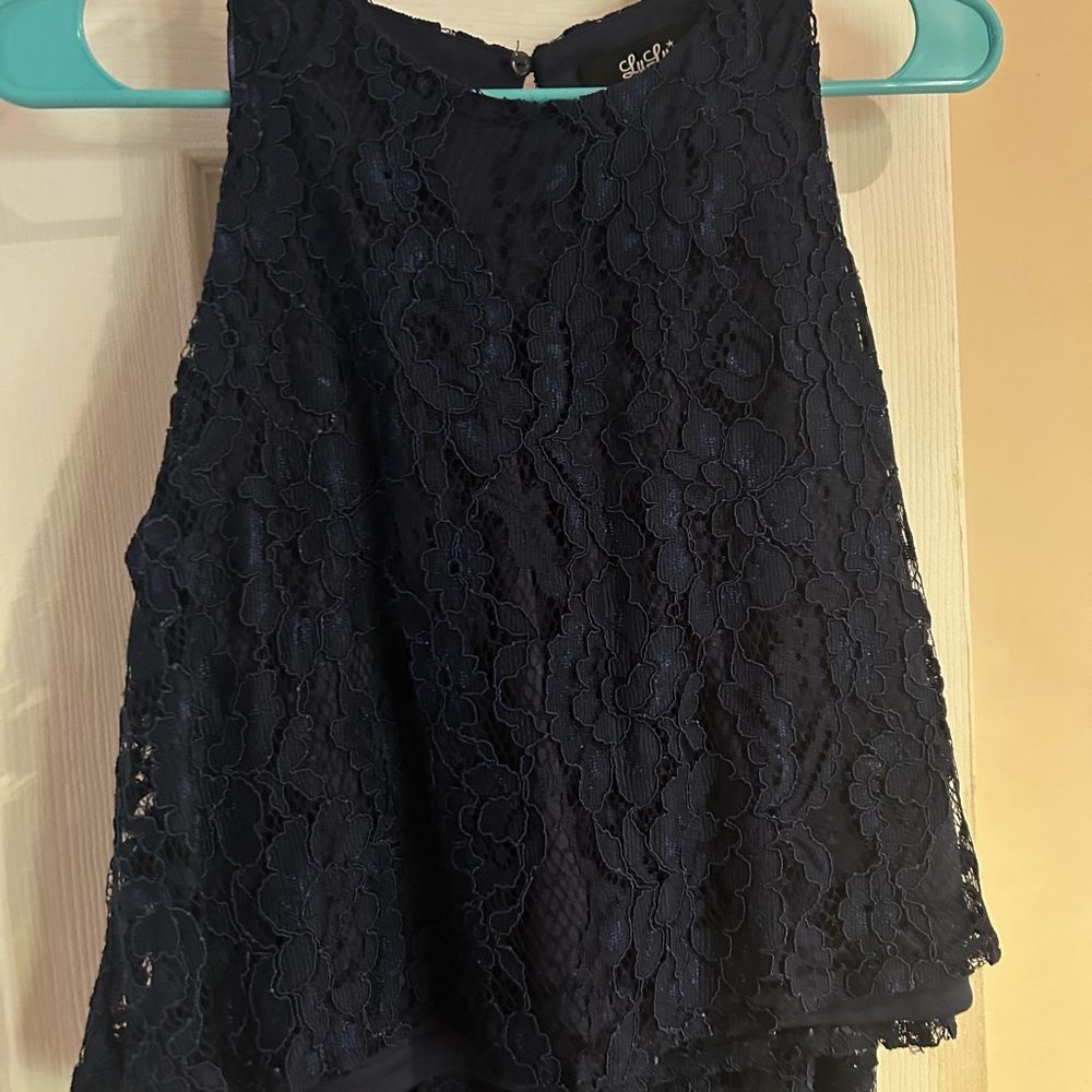 Lulu's Midnight Blue Lace Blouse